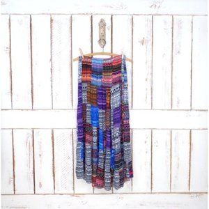 Colorful patchwork boho gypsy vintage maxi skirt